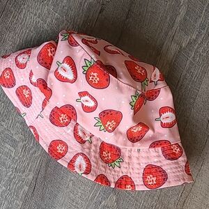 Strawberry Print Kids Bucket Hat